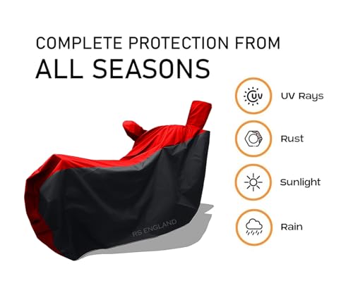 Image of All Season Protection Bike Cover for 2025 New TVS Apache RTR 160 4V Bike Cover with Water-Resistant and Dust Proof Premium 190T Fabric Red Stripe