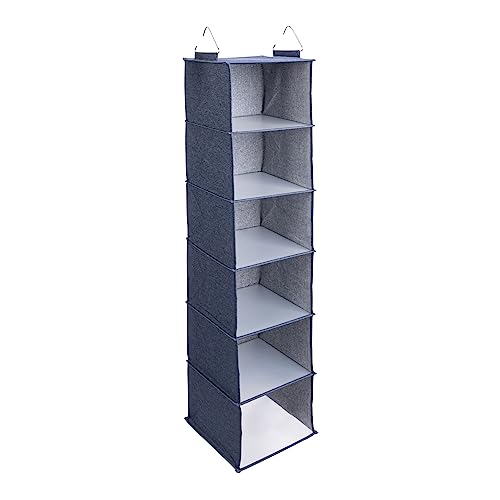 Household Essentials Hanging Cotton Blend Closet Organizer with 6 Storage
