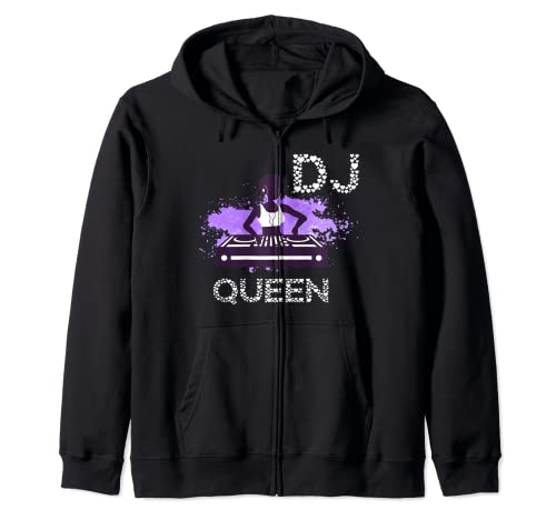 DJ Queen Turntable Productor de música EDM Music Dance Club Sudadera con Capucha