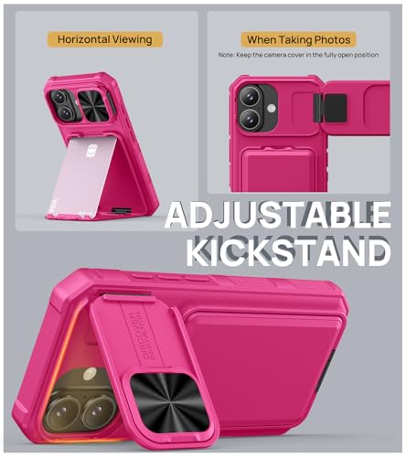 Image of SSLOTSCASE for iPhone 17 Case with 2X Screen Protector & Card Holder, Pink