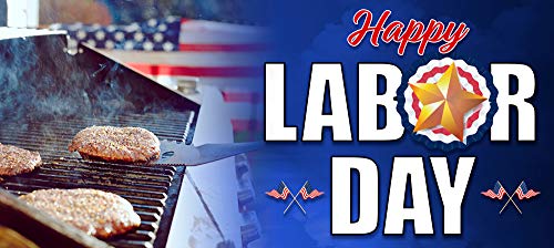 Happy Labor Day 21" x 47" Garage Banner for Steel Garage Doors (Made in The USA)