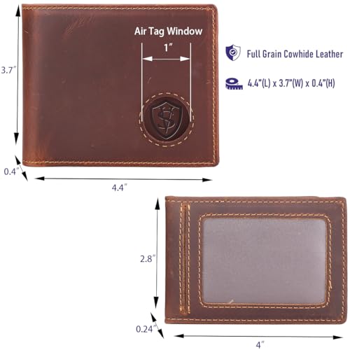 STAR VISTA Falcon V2 Vintage Slim Bifold Leather Wallet for Men, Detachable Bifold Card Case, Dual Bill Pockets, 14 Card Slots, RFID Blocking, ID Window, AirTag Holder4