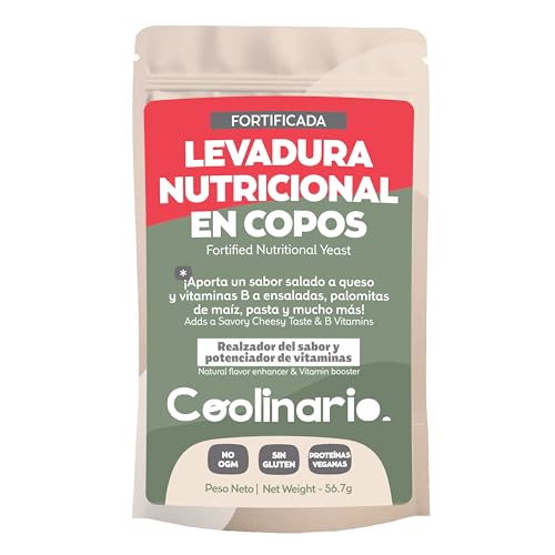 Coolinario Levadura Nutricional Fortificada (56 g) Condimento Vegano con Sabor a Queso | Rica en B12, Proteína y Fibra | Para Pastas, Palomitas y Salsas