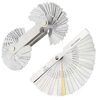 32 Blades Feeler Gauges SAE/Metric Feeler Gauge 58 pcs Thread Gauge Metric & Imperial & US Screw Gauge SAE Thread Pitch Gauge for Machining Assembly Quality Inspection
