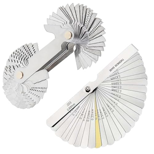32 Blades Feeler Gauges SAE/Metric Feeler Gauge 58 pcs Thread Gauge Metric & Imperial & US Screw Gauge SAE Thread Pitch Gauge for Machining Assembly Quality Inspection