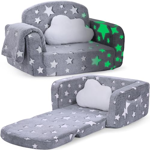 Kids 2-in-1 Toddler Couch with Blanket & Cloud Pillow