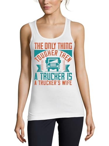 Camiseta de camionero para mujer de algodón con eslogan moda casual blanca