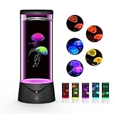 BiKiBao Jellyfish Lamp with 9 Color Changing 2 Mode Portabe Jelly Fish Night Light Tank LED Mood Lamp Home Decor for Room Office Night Light Liquid Motion Lamps Ideal Gift for Kids Women Men