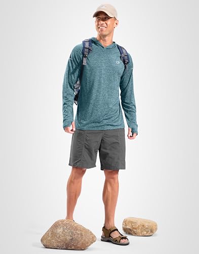 Image of Men's Sun Protection Hoodie Shirts Long Sleeve UPF 50+ Swim Shirts for Men Rash Guard Fishing Shirt Quick Dry