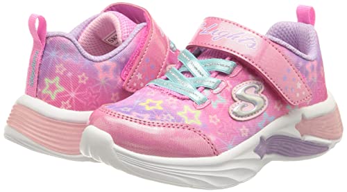 Skechers Star Sparks Sneaker, Pink Mesh/Multi Trim, 4 UK Child