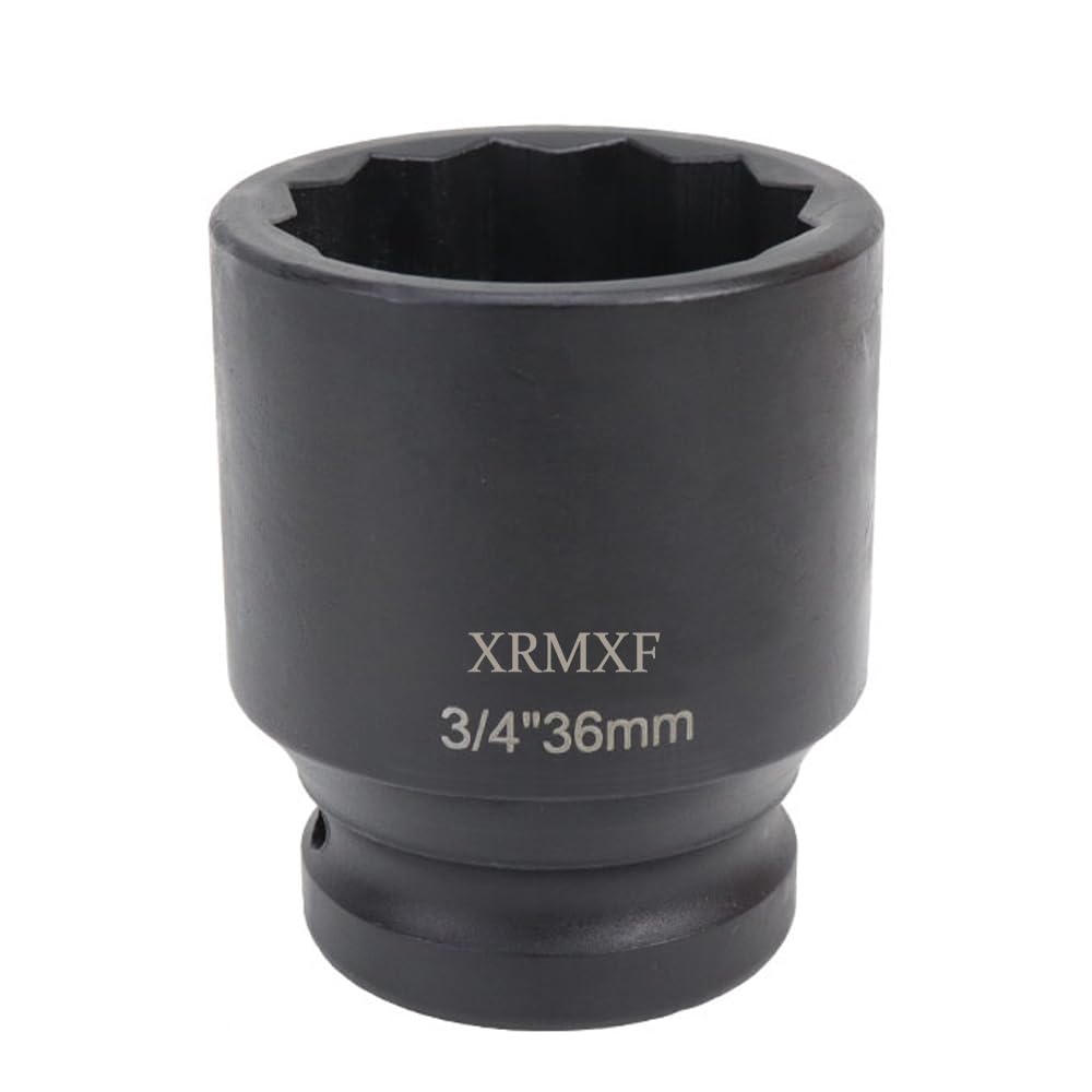 XRMXF 3/4" Square Drive Impact Socket, 12 Point, Cr-Mo Steel,36mm