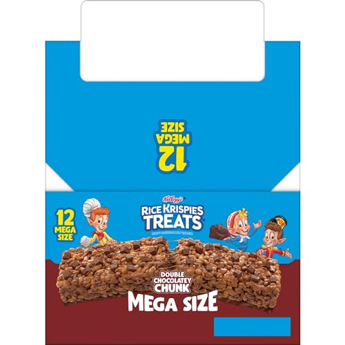 Image of Rice Krispies Treats Mega Bars Large Marshmallow Snack Bars, Kids Snacks, Double Chocolatey Chunk, 36oz Box (12 Bars)