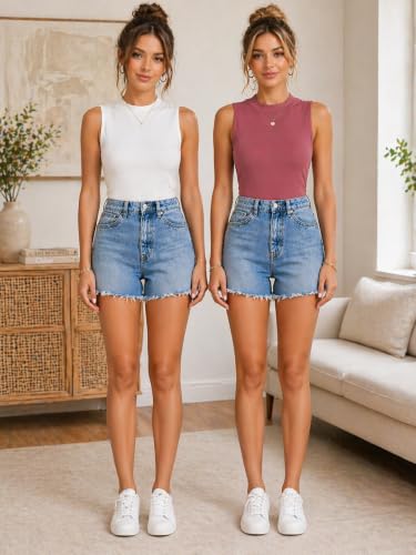 Image of Toochki Tops for Women Crop Top for Women's Tank Activewear Tee Casual Sports Cotton High Neck Camisole Pack of Two (2)