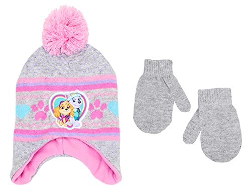 Nickelodeon Girls' Toddler Paw Patrol Hat and Mittens Cold Weather Set, Red/Black, Age 2-4