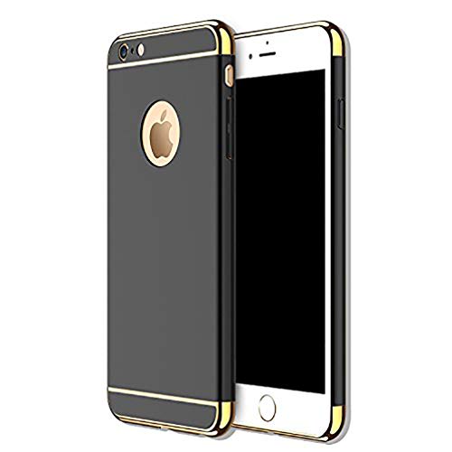Anyos iPhone 5 5S SE 3 in 1 Hard Case, Electroplate Ultra-Thin Shockproof Protective PC Cover for iPhone 5 5S SE 4.0 inch (Black)