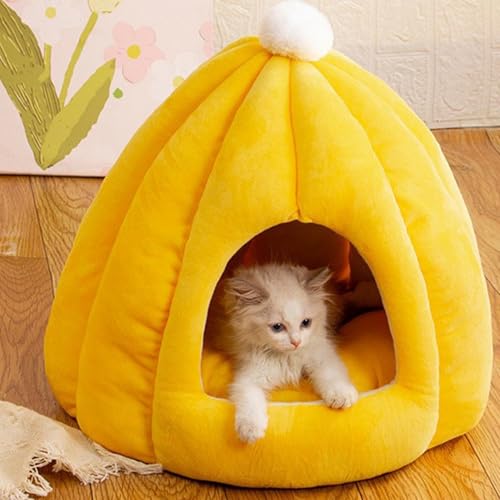 ペットドーム ペットベッド 猫 ハウス 犬 保温防寒 フワフワ 変形しにくい ペット用品 暖かい ソフト おしゃれ 可愛い ドーム型 洗える 超吸収 多機能 2way 休憩所 昼寝 クッション付き M:40*40*35CM(推奨体重:5kg以内)