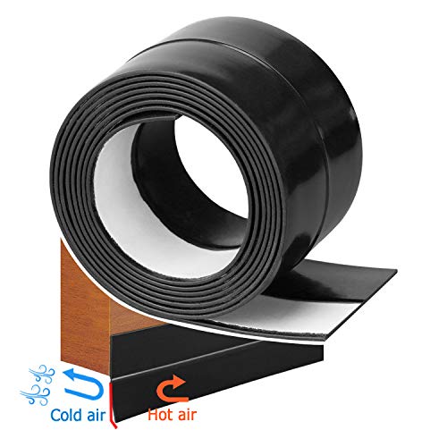 YOUSHARES Bas de Porte, Solution Courants d'air, Boudin Bas de Porte Adhésif, Anti les Insectes, Anti-bruit 100cm x 3.5cm (Noir)