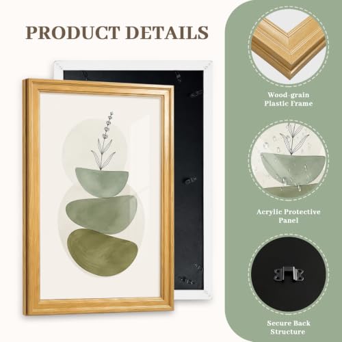 Framed Abstract Wall Art Set of 3, Sage Green Botanical Prints 16x24 Inch - image 4