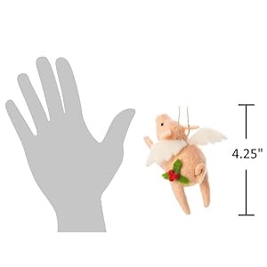 The Bridge Collection Flying Pig Ornament - Primitive Felt Pig with Wings Christmas Tree Ornaments - Farm Animal Piggy - When Pigs Fly The Bridge Collection Flying Pig Ornament Primitive Felt Pig with Wings Christmas Tree Ornaments Farm Animal Piggy When Pigs Fly