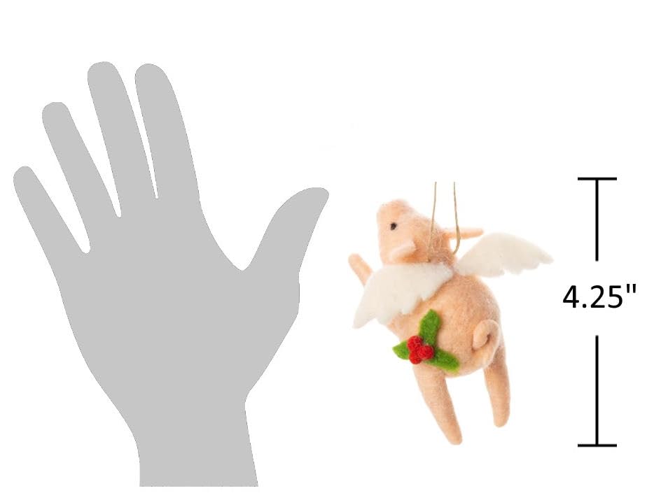 The-Bridge-Collection-Flying-Pig-Ornament-Primitive-Felt-Pig-with-Wings-Christmas-Tree-Ornaments-Farm-Animal-Piggy-When-Pigs-Fly The Bridge Collection Flying Pig Ornament Primitive Felt Pig with Wings Christmas Tree Ornaments Farm Animal Piggy When Pigs Fly