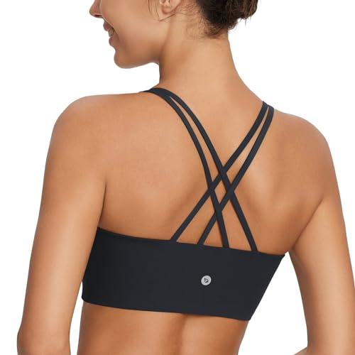 baleaf Nuleaf Sports Bras for Women, Strappy Longline Yoga Padded Bras, High Impact Molded Cups Workout Crop Top