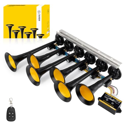 FARBIN Musical Air Horn 36 Melodies 12/24 Volt, Music Horn 178dB, Switchable 36 Songs with Controller for Bus, Truck, Train and Heavy Duty Vehicles