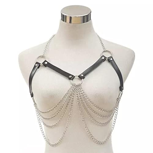 Arreio Harness Lingerie Erótico Sutiã Com Detalhes em Correntes