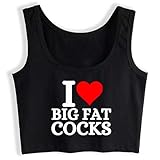 I Love Big Fat Cocks Crop Top Sleeveless Tank Top Sport Vest Black