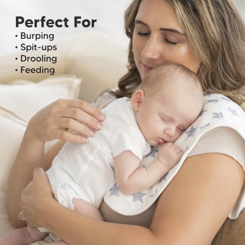 Image of Organic Burp Cloths Baby Boy & Girl - 5-Pack Super Absorbent Cotton Burping Cloths for Babies, Soft & Plush Newborn Spit Up Rags, Infant Towels for Milk Spit Up, Unisex, Large 21 inch x 10 inch(Constellation)