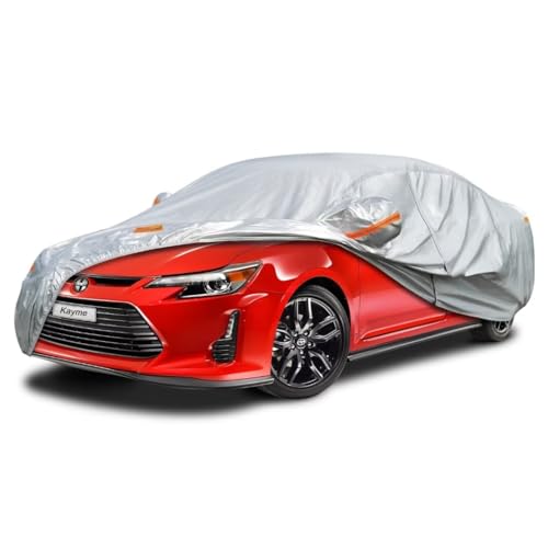 Kayme Sedan Car Cover Fit for Scion tC (2004-2016) Automobiles All Weather Waterproof, Outdoor Cover Sun Rain Protection, with Lock and Zipper Door.Si