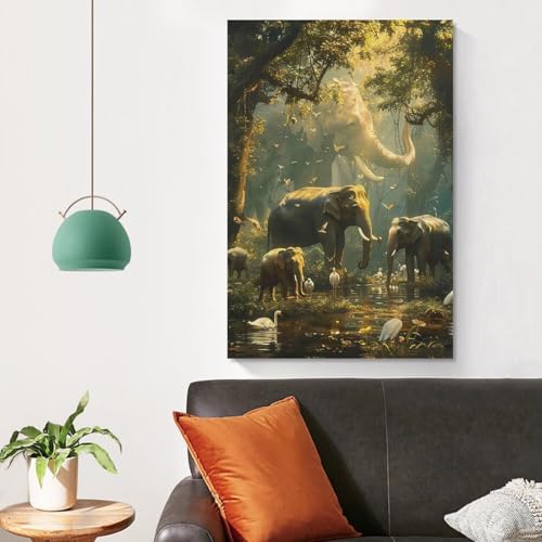 Tableau impression sur toile éléphant de jungle élégant - 4