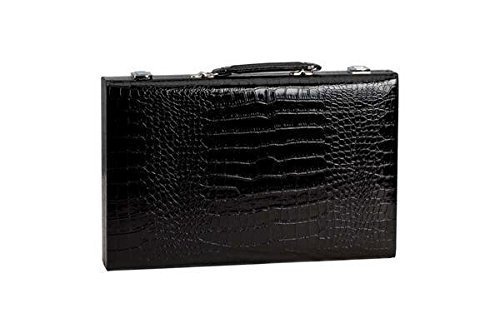 CHH 37cm Alligator Leatherette Backgammon Set with Cork Board, Black