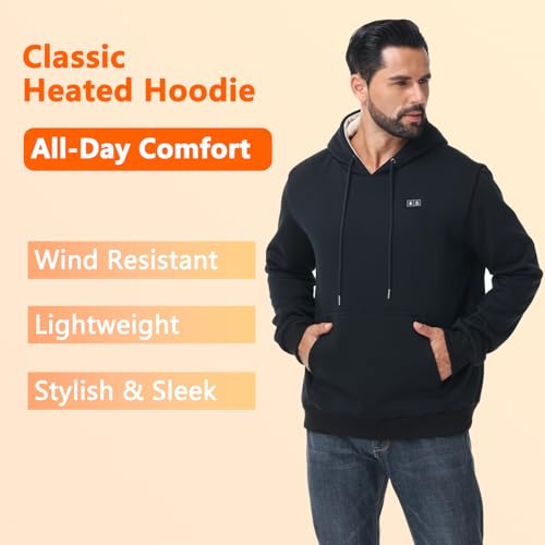 Sudadera calefactable con capucha lavable y 6 zonas de calor activo 6