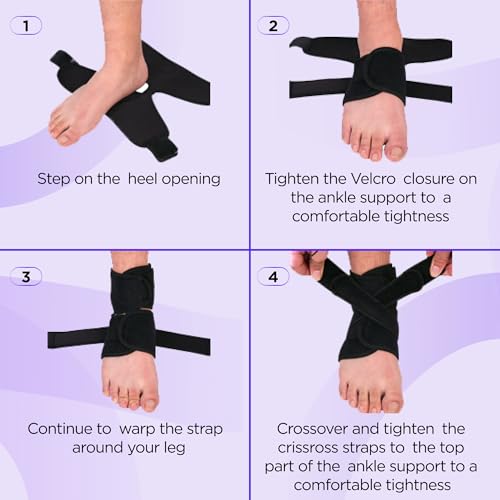 Image of Dr Trust USA 332 Ankle Binder Orthopaedic Support Elastic Wrap Compression Strap for Foot Fracture, Broken Ankle & Injury Pain Relief, Black, Universal, 1 Unit