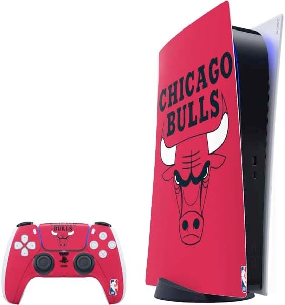 Skinit Decal Gaming Skin Compatible with PS5 Bundle - Officially Licensed NBA Chicago Bulls Large Logo Design