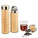 pandoo - Thermos in bambù a doppia parete – Contenitore da viaggio, teiera, bottiglia da tè, borraccia con infusore in acciaio inox – senza BPA – Pronto all’uso, Acciaio INOX Legno, 360 ml