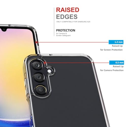 Image of Thermoplastic Polyurethane Clear Case For Samsung Galaxy A25 5G,[Anti-Yellowing Technology] [Military Grade Drop Protection] Shockproof Slim Hybrid Phone Case -Crystal Clear