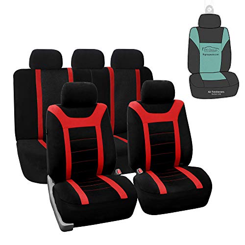FH Group Sports Full Set Car Seat Covers with Gift - Universal Fit for Cars, Trucks & SUVs- (Red) FB070115