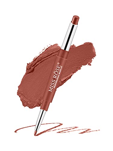 Image of Miss Rose 2 In 1 Waterproof Matte Lip Liner With Lipstick Shade -43, brown, 2.1 g