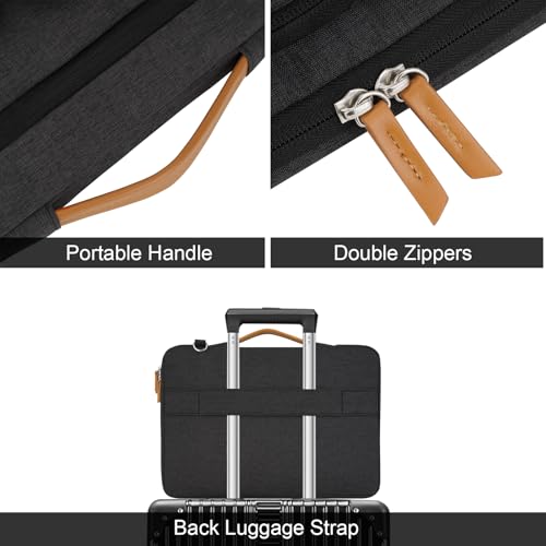 MOSISO 360 Protective Laptop Shoulder Bag, 15-15.6 inch Computer Bags Compatible with MacBook Pro 16, HP, Dell, Lenovo, Asus Notebook, Side Open Messenger Bag with 4 Accessory Pockets & Belt, Black3