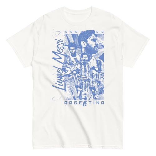Messi, LionelCamiseta de algodón 100%, Estampado DTG. Corte Unisex, Tallas de Adulto, es Importante Ver la Tabla de Tallas. CAM1092. (FR/ES, Letras, XXL, Regular, Regular, Blanca)
