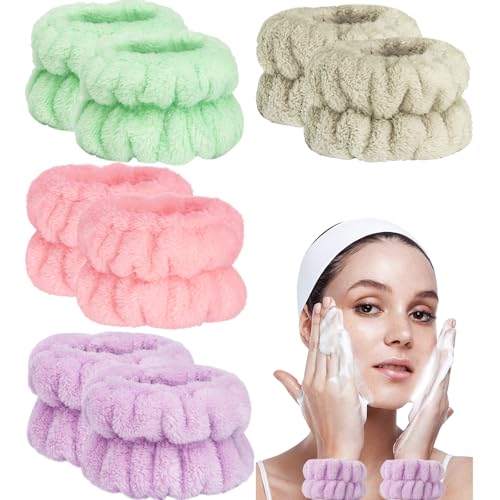 Image of 8pcs Wrist Bands for Washing Face, Arm Face Wash Wristbands, Wrist Towels Cuffs for Washing Face, Wrist Water Catcher, Microfiber Spa Skincare Sweat Wristbands for Women
