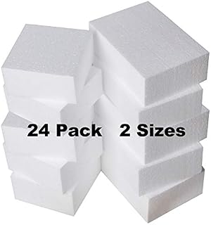 24 Pack Foam Blocks - Styrofoam Square Blocks, Rectangle Blocks - Floral Foam