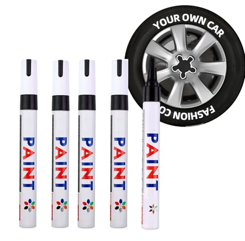 Pack of 5 Car Tyre Marker Pen,Black Tyre Marker DIY Wheel Tire Paint Pens for Car Motorcycle Bicycle Tyres Profile, Waterproof Paint Marker Pens
