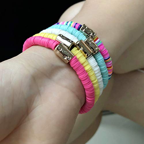 Happyyami 10 STKS Polymeer Klei Armband Heishi Armbanden Puka Shell Armbanden Boheemse Gelaagde Clam Chip Surfer… - Image 5