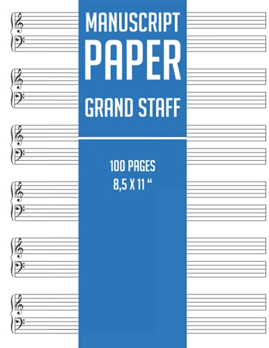 Manuscript Paper Grand Staff: Music Stave Notebook | 12 wide staves per sheet | 100 blank pages 8.5 x 11 | Standard notation musical composition in a bound book