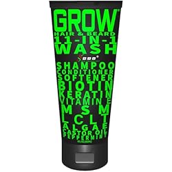 Beard Wash Shampoo & Conditioner 11-in-1 – GROW Hair & Beard Growth Wash with Biotin, Castor Oil, Peppermint & Keratin – Supports Thicker Hair & Beard Growth