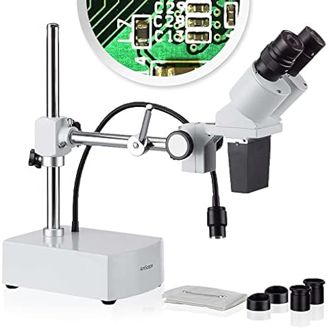 AmScope - 10X-20X Compact Binocular Fixed-Lens Stereo Boom-Arm Microscope with Gooseneck LED Light - SE400-Z Cover