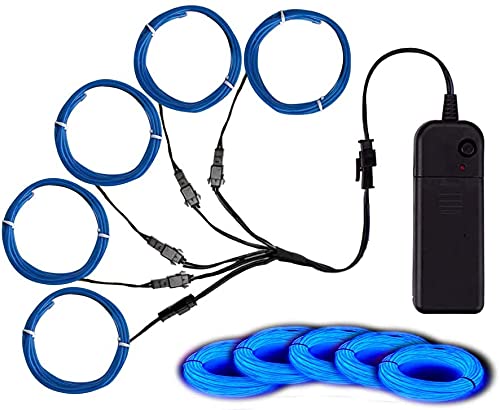 Image of MaxLax EL Wire Blue, Neon Wire Light 5 in 2 Meter, Electroluminescent Wire for Halloween Decoration, Christmas Party, DIY Decoration