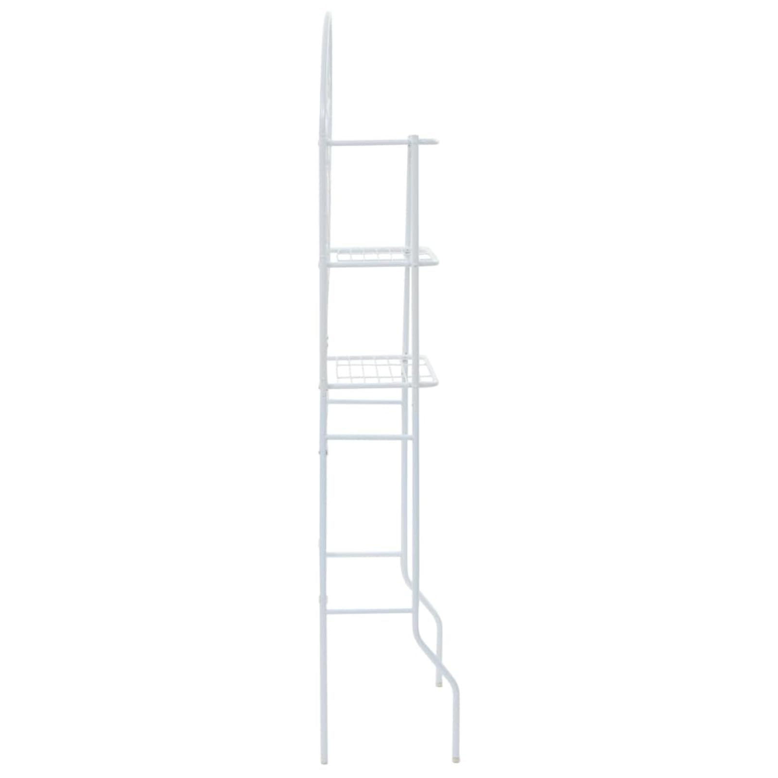 Gecheer Scaffale da Bagno, Scaffalatura Organizer 3 Ripiani Design Floreale, Acciaio Bianco 60x33x174 cm per Bagno, Lavanderia, Camera Ospiti